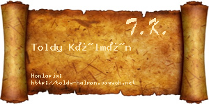Toldy Kálmán névjegykártya